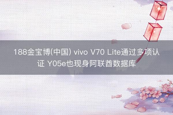 188金宝博(中国) vivo V70 Lite通过多项认证 Y05e也现身阿联酋数据库