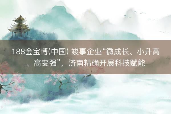 188金宝博(中国) 竣事企业“微成长、小升高、高变强”，济南精确开展科技赋能