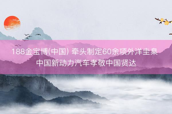 188金宝博(中国) 牵头制定60余项外洋圭臬 中国新动力汽车孝敬中国贤达