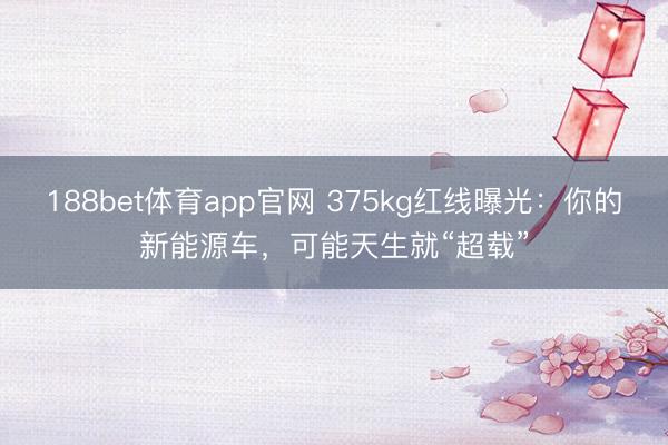 188bet体育app官网 375kg红线曝光:你的新能源车,可能天生就“超载”