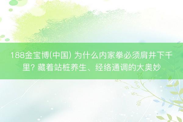 188金宝博(中国) 为什么内家拳必须肩井下千里? 藏着站桩养生、经络通调的大奥妙