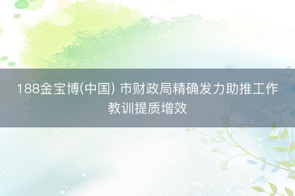 188金宝博(中国) 市财政局精确发力助推工作教训提质增效