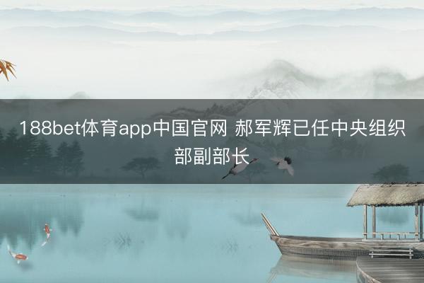 188bet体育app中国官网 郝军辉已任中央组织部副部长