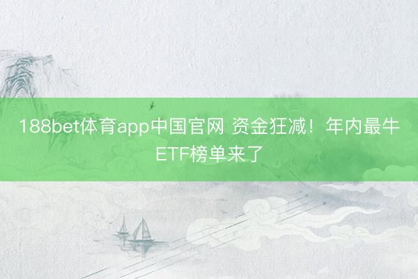 188bet体育app中国官网 资金狂减!年内最牛ETF榜单来了